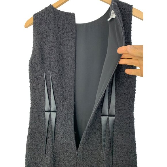 Armani Collezioni Black Boucle Sleeveless Sheath Dress Size 6 Wool Satin Darts - Picture 12 of 12